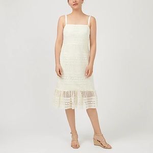 Ivory Geometric Lace Midi Dress
